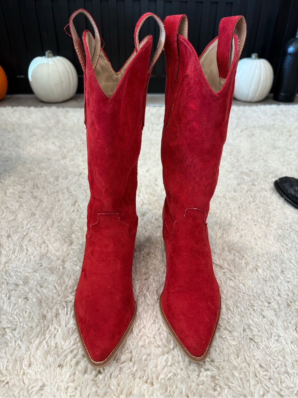 Altar'd State Red Suede Western Knee-High Boots